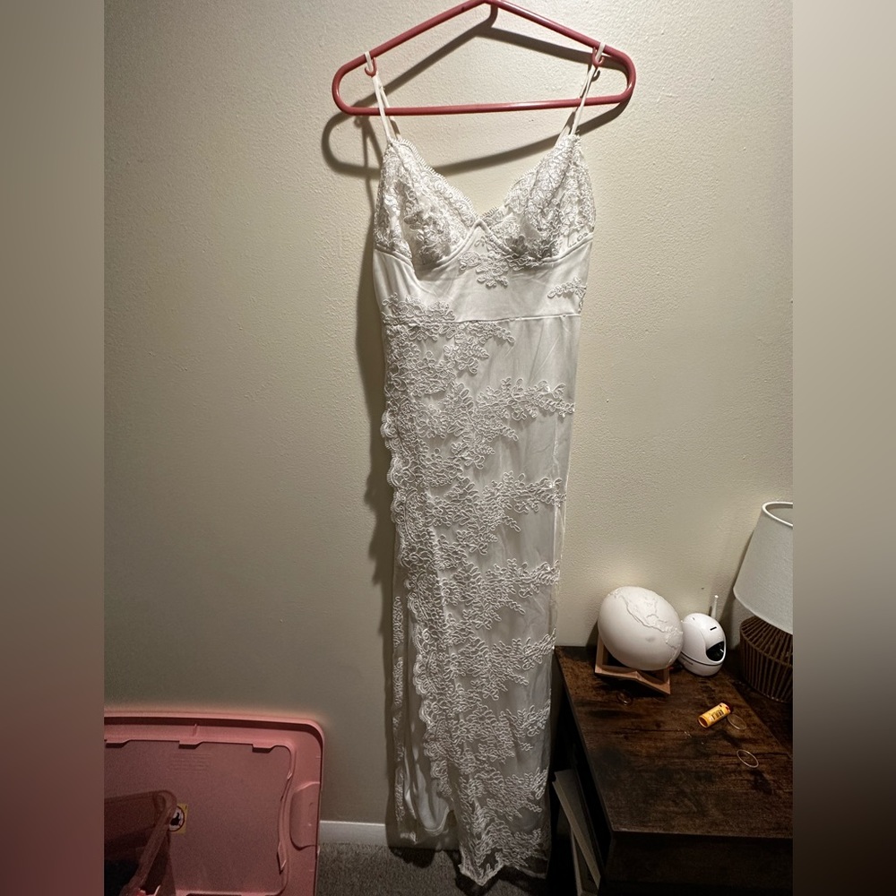 White high slit maxi dress